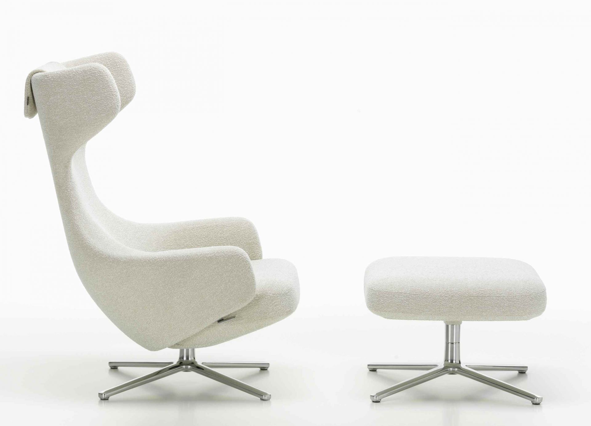 Grand Repos Armchair + Ottoman Vitra Polished Nubia Ivory / Pearl