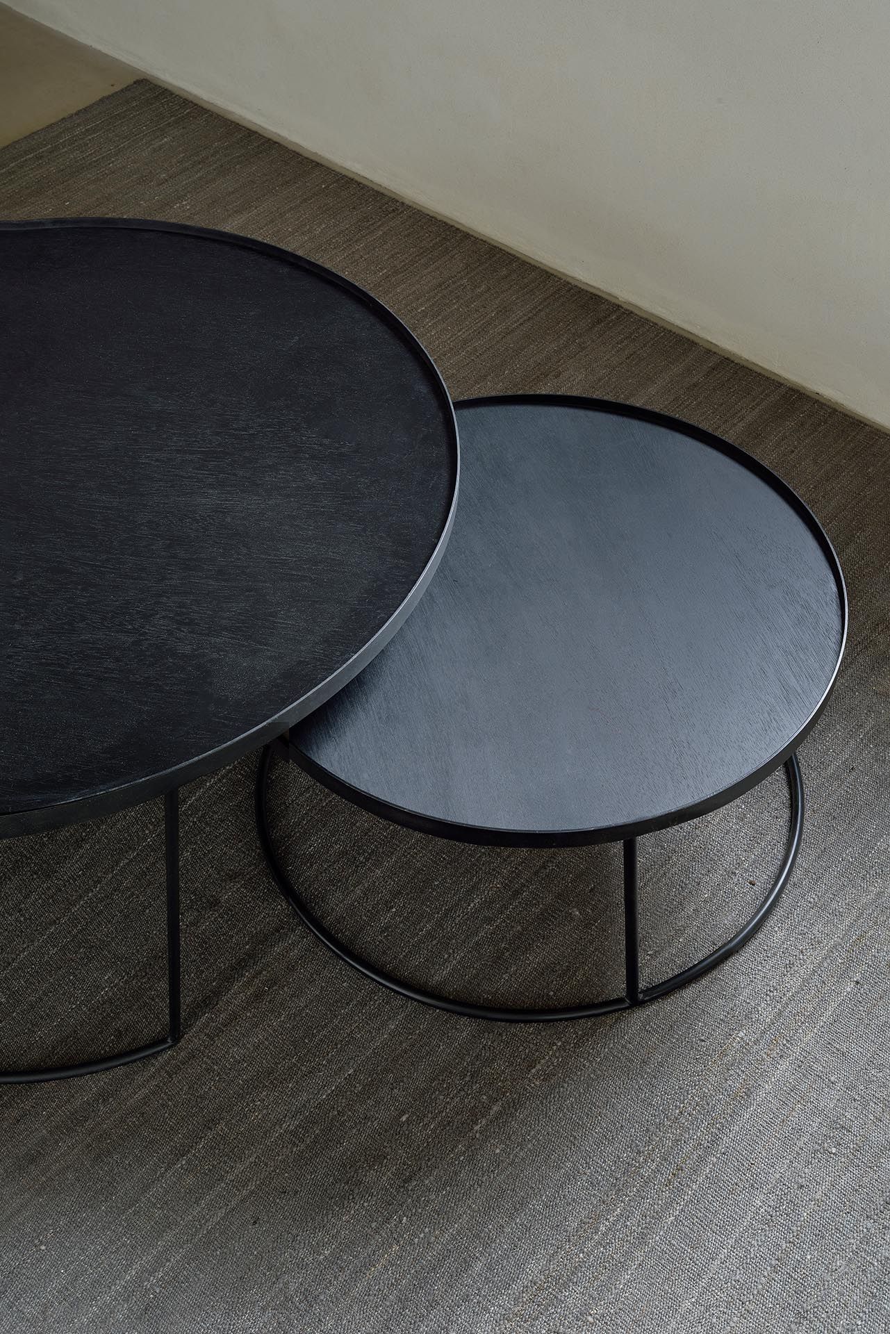 Coffee Table Set of 2 Black Round L/XL Ethnicraft 