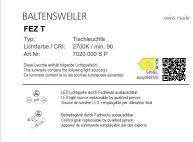 FEZ T Table Lamp Baltensweiler