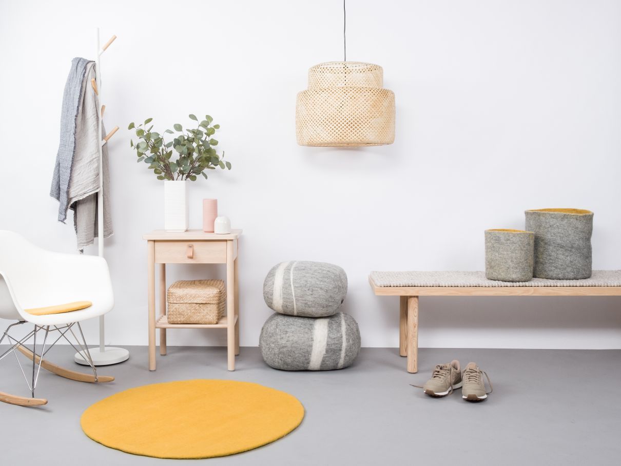 Mono Round Felt Rug Ø 160 cm myfelt Klara (mustard yellow)
