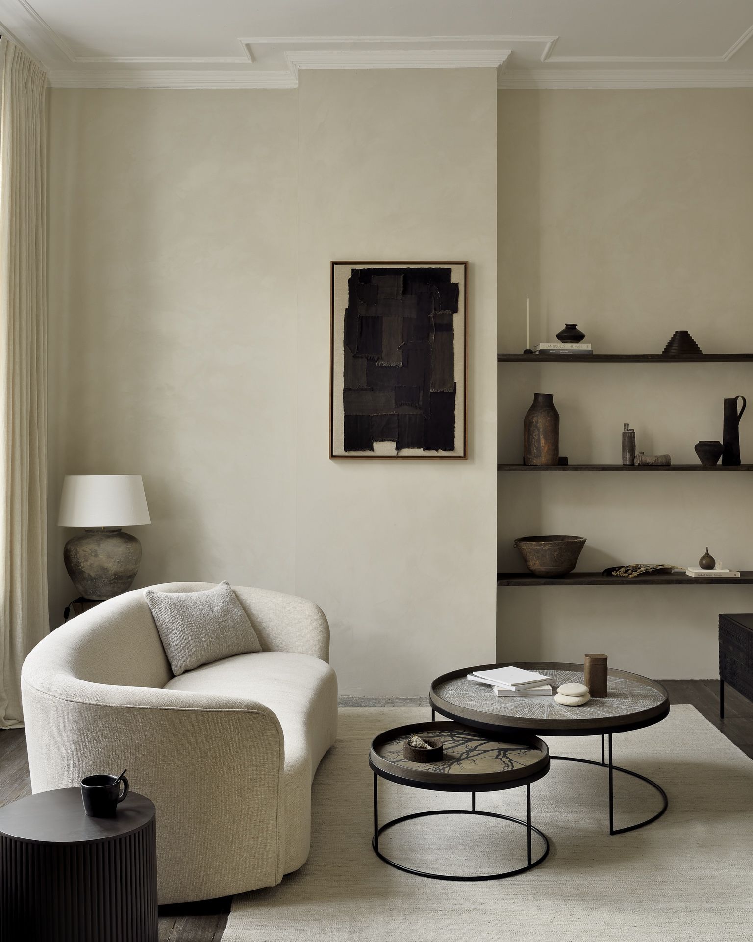 Coffee Table Set of 2 Black Round L/XL Ethnicraft 