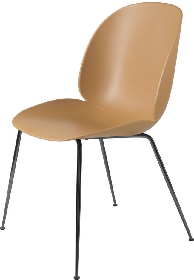 Beetle Chair Dining Chair Unupholstered Amber Brown Conic Base Black Gubi