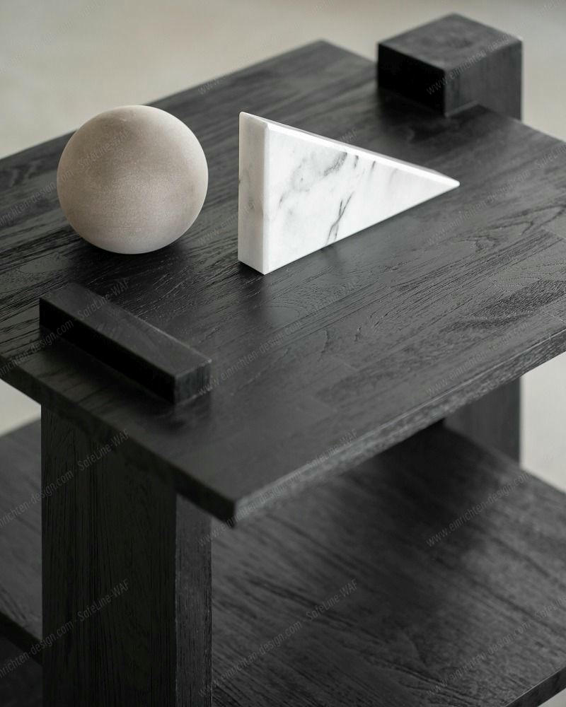 Teak Abstract Side table Black Ethnicraft