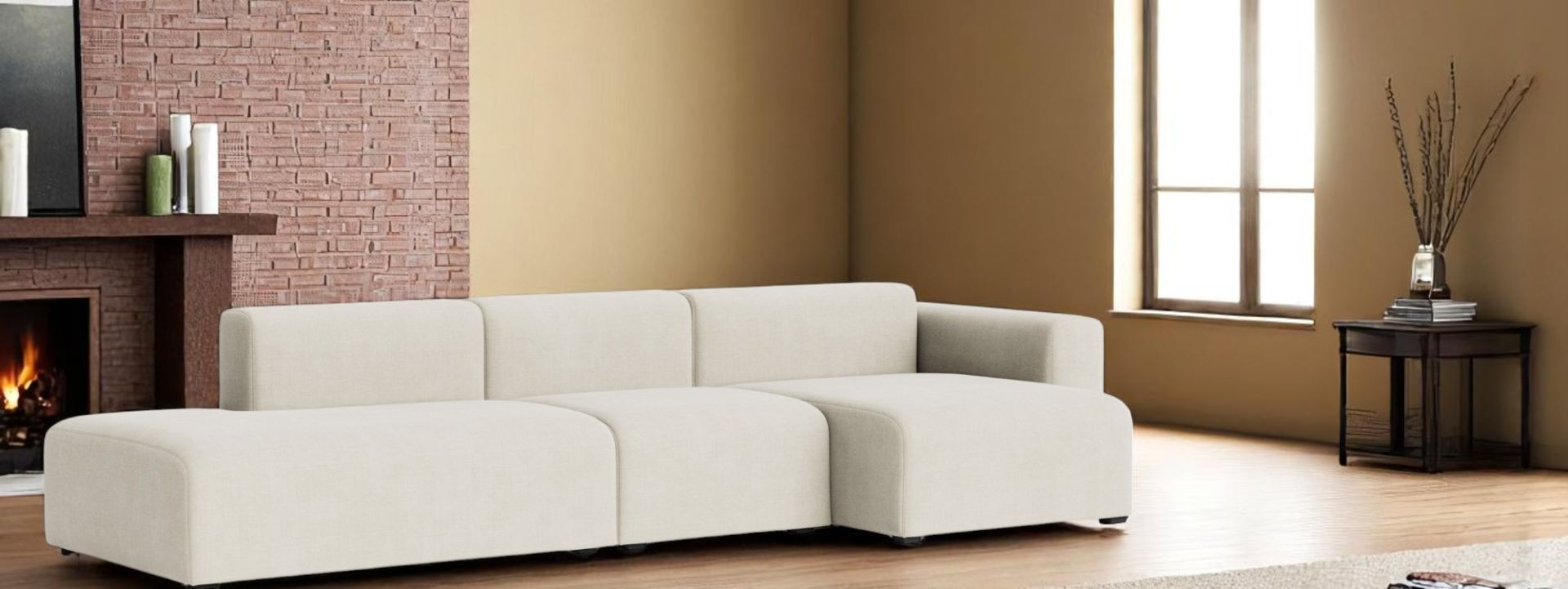 Mags Sofa 3-seater Combination 4 Low Armrest with armrest right Hay