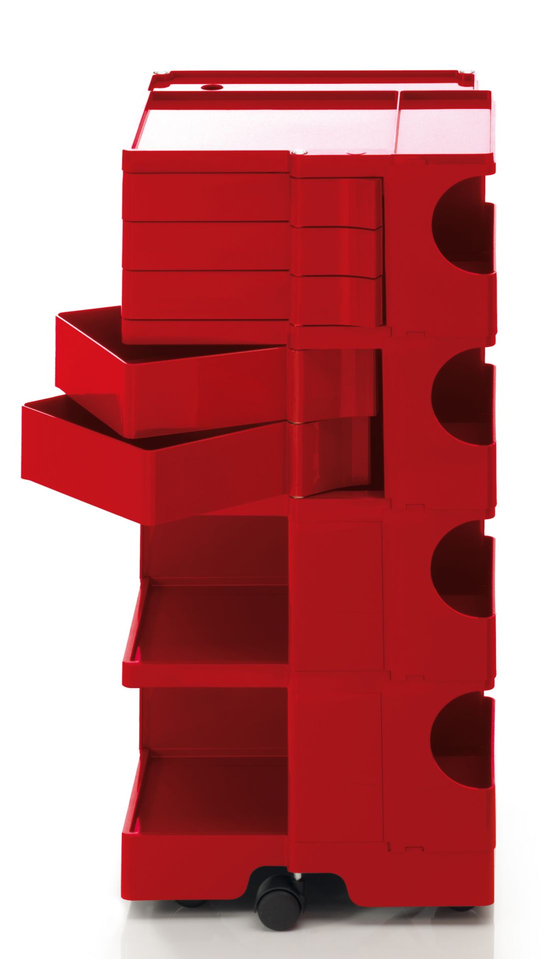 Boby B45 Roll Containers Red B-Line Roter Boby Rollcontainer B45 mit Schubladen und Fächern, flexibel und mobil für Büro und Zuhause.