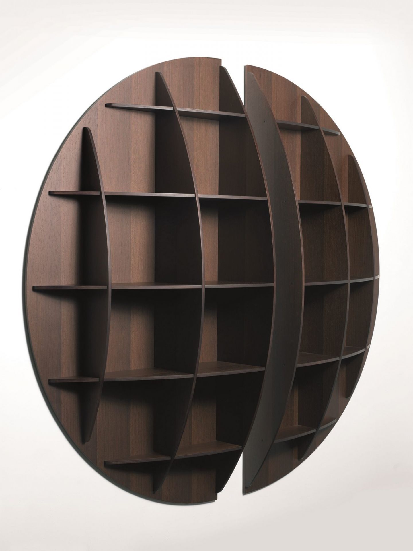 Continental 2 spherical bookcase wooden Walnut Industrie Carnovali 1 Modul