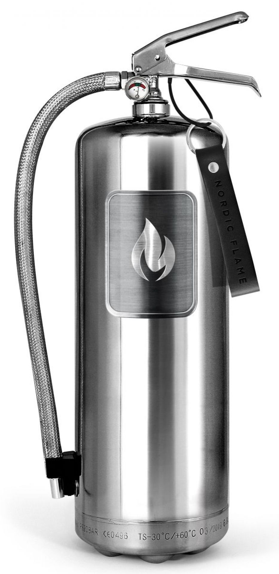 Fire extinguisher Steel Edition 6 kg polished stainless steel Nordic Flame  SINGLE PIECES