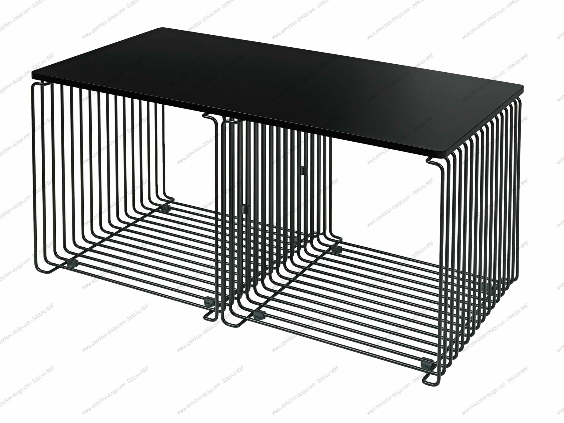 Panton Wire Cube Side table / Coffee table chrome black lacquered / Table top MDF black Montana
