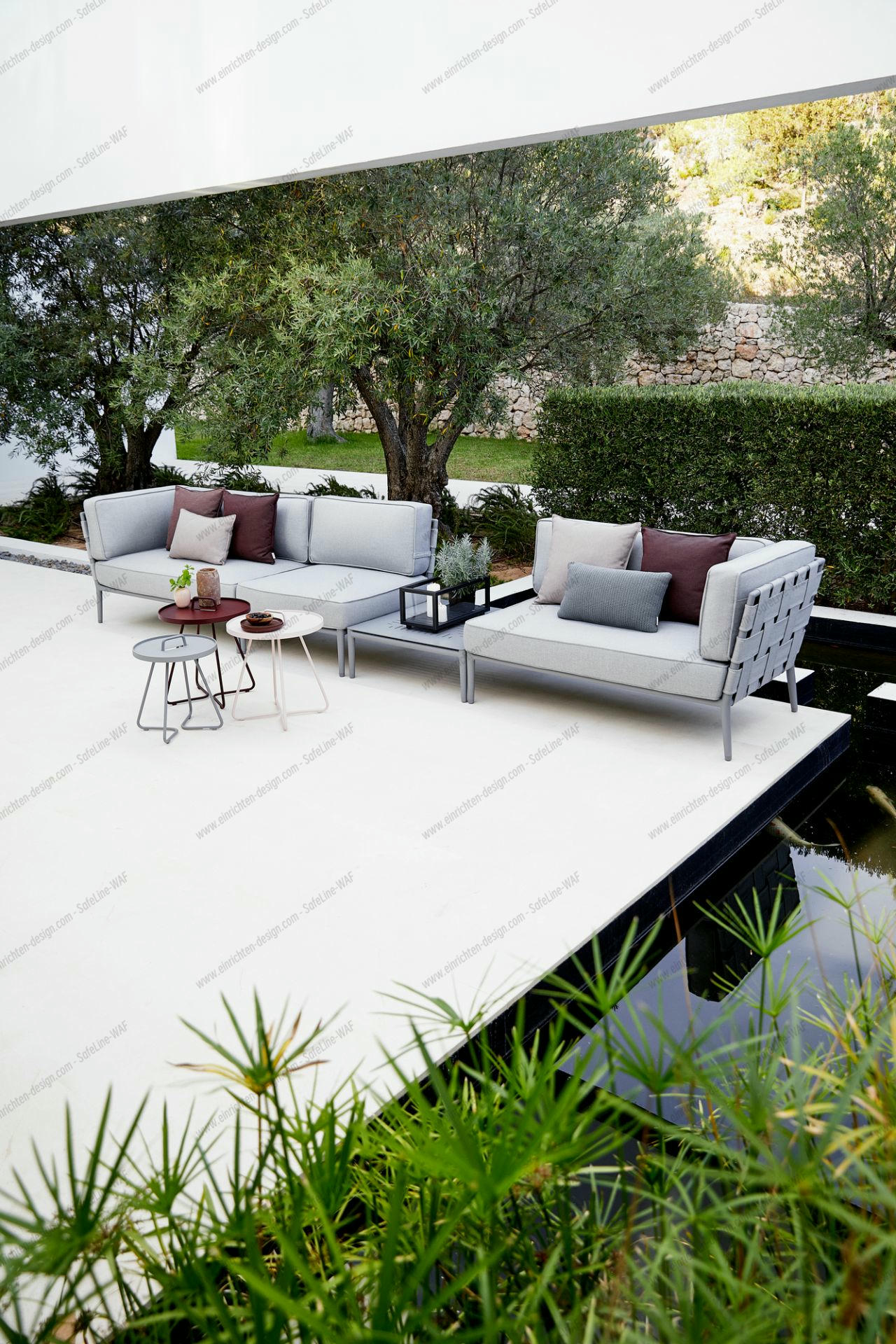 Conic AirTouch Outdoor 2-seater modular sofa right light grey Cane-Line