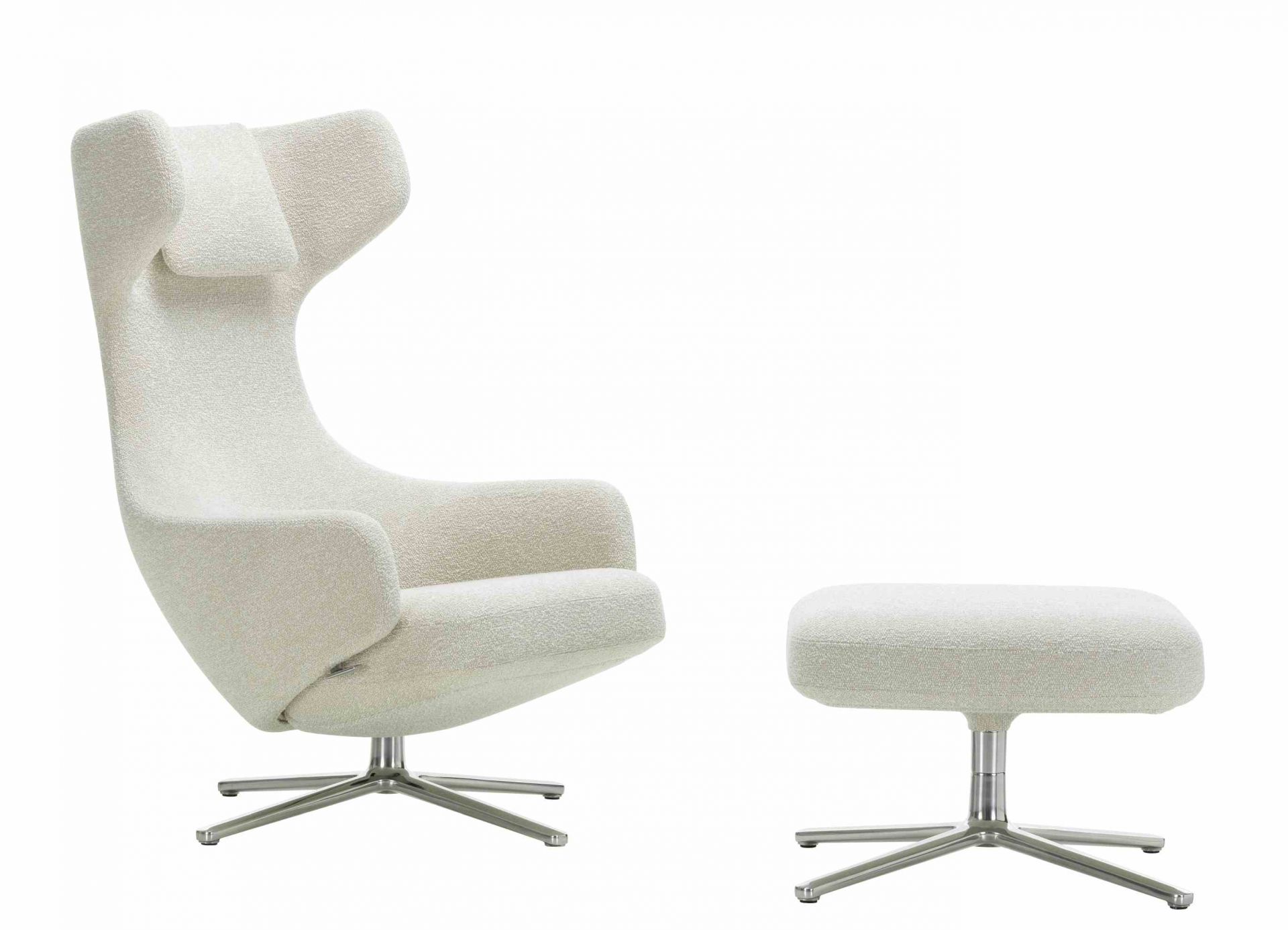 Grand Repos Armchair + Ottoman Vitra Polished Nubia Ivory / Pearl