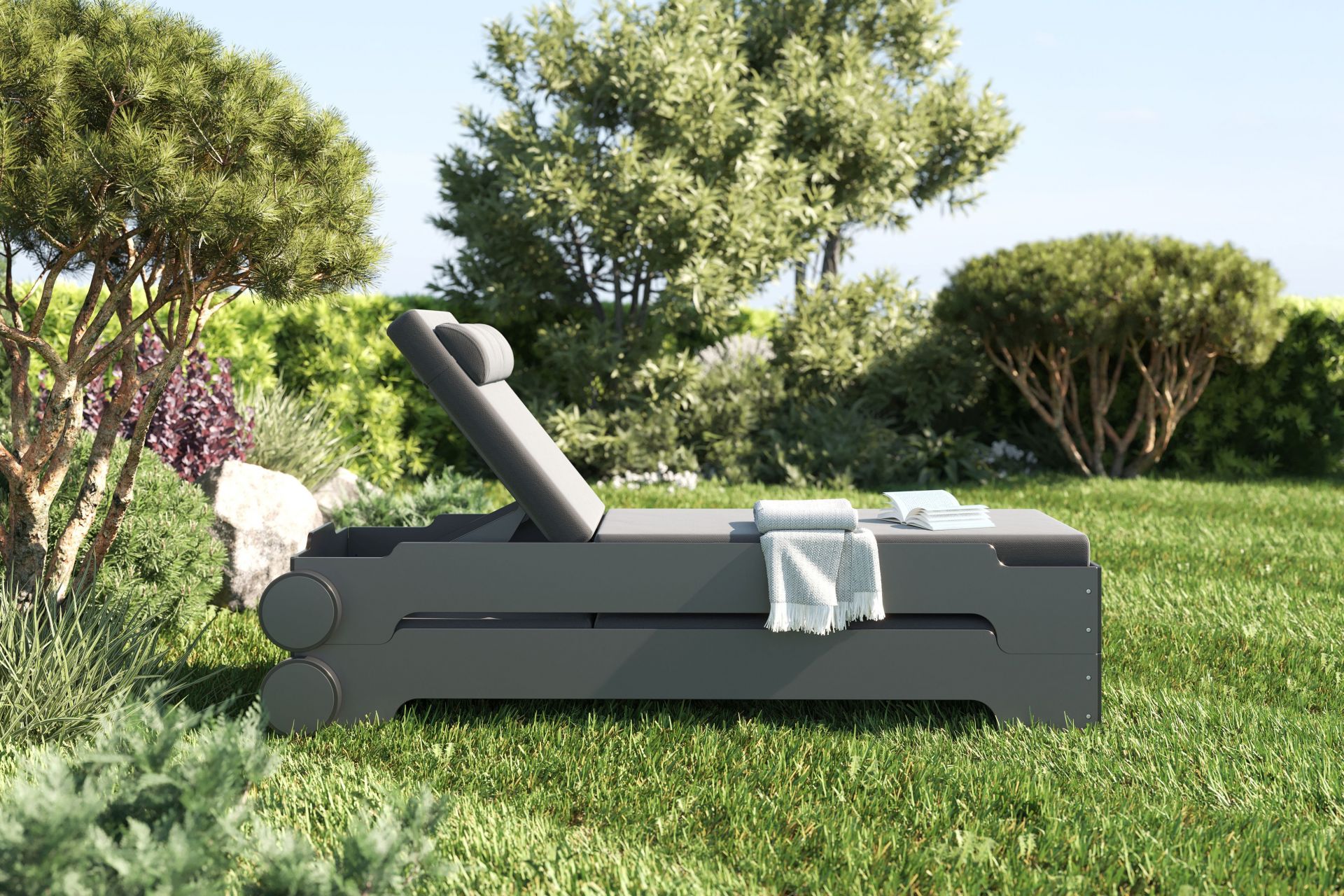 Solara Stacking Lounger incl. Wheels and Upholstery Outdoor Müller Möbelwerkstätten