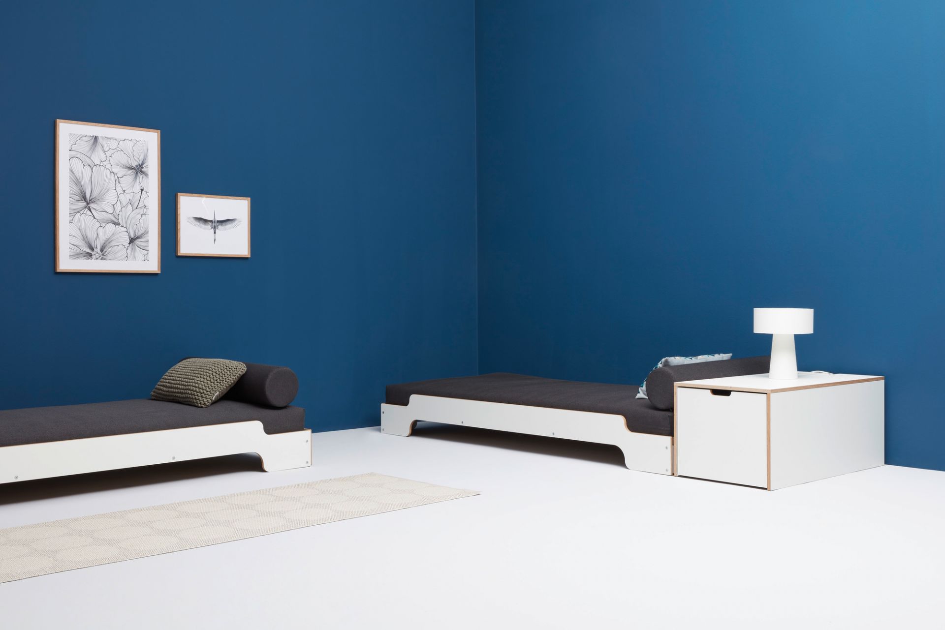 Stacking Bed CPL White Classical height Müller Möbelwerkstätten