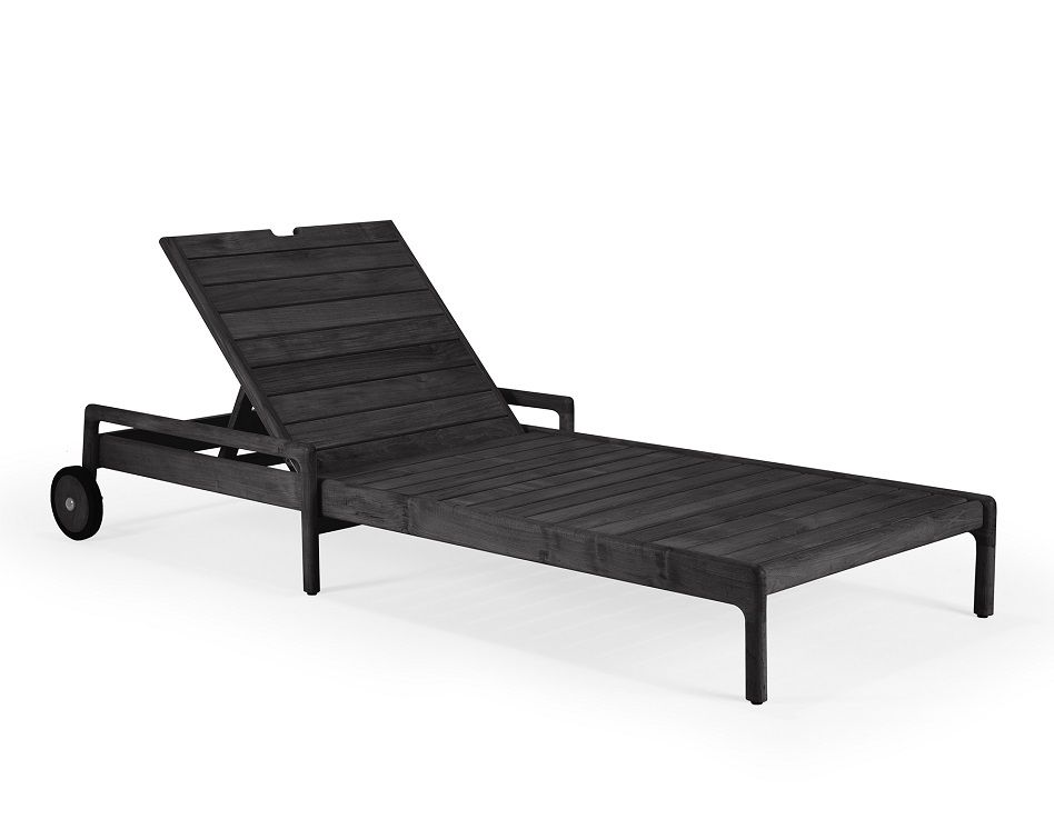 Jack Outdoor Adjustable Lounger Teak black Ethnicraft