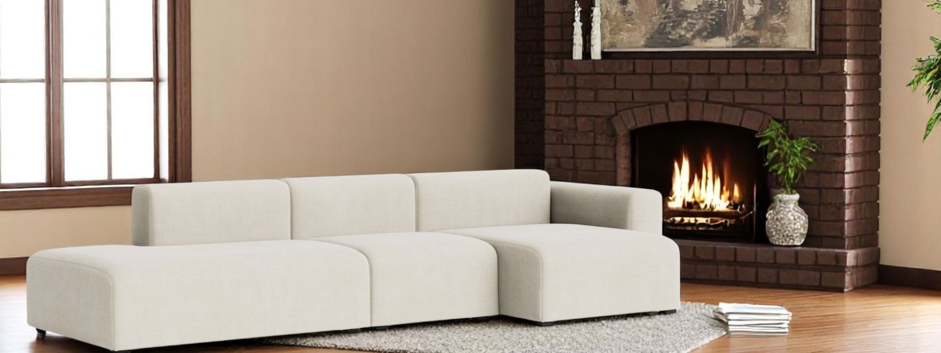 Mags Sofa 3-seater Combination 4 Low Armrest with armrest right Hay