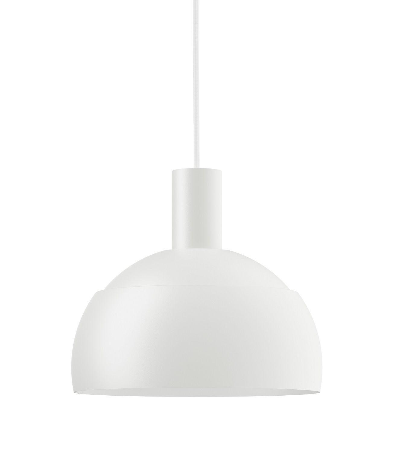 Weiße FJ Elements Pendelleuchte von Louis Poulsen, moderne Hängelampe für Wohnzimmer und Esszimmer.