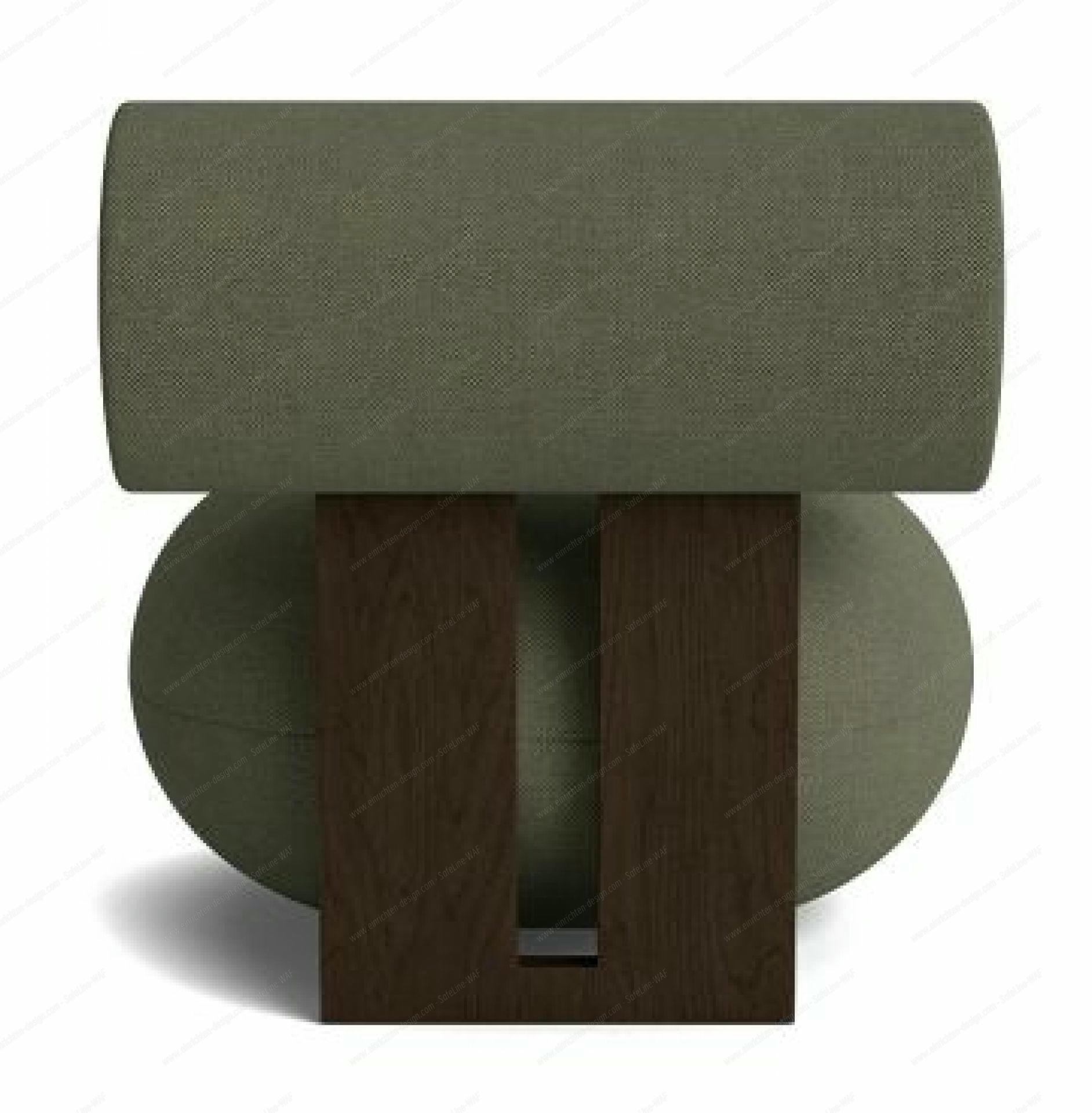 Hippo Lounge Sessel in dunkler Eiche mit grünem Kvadrat Fiord Stoff, Frontansicht.