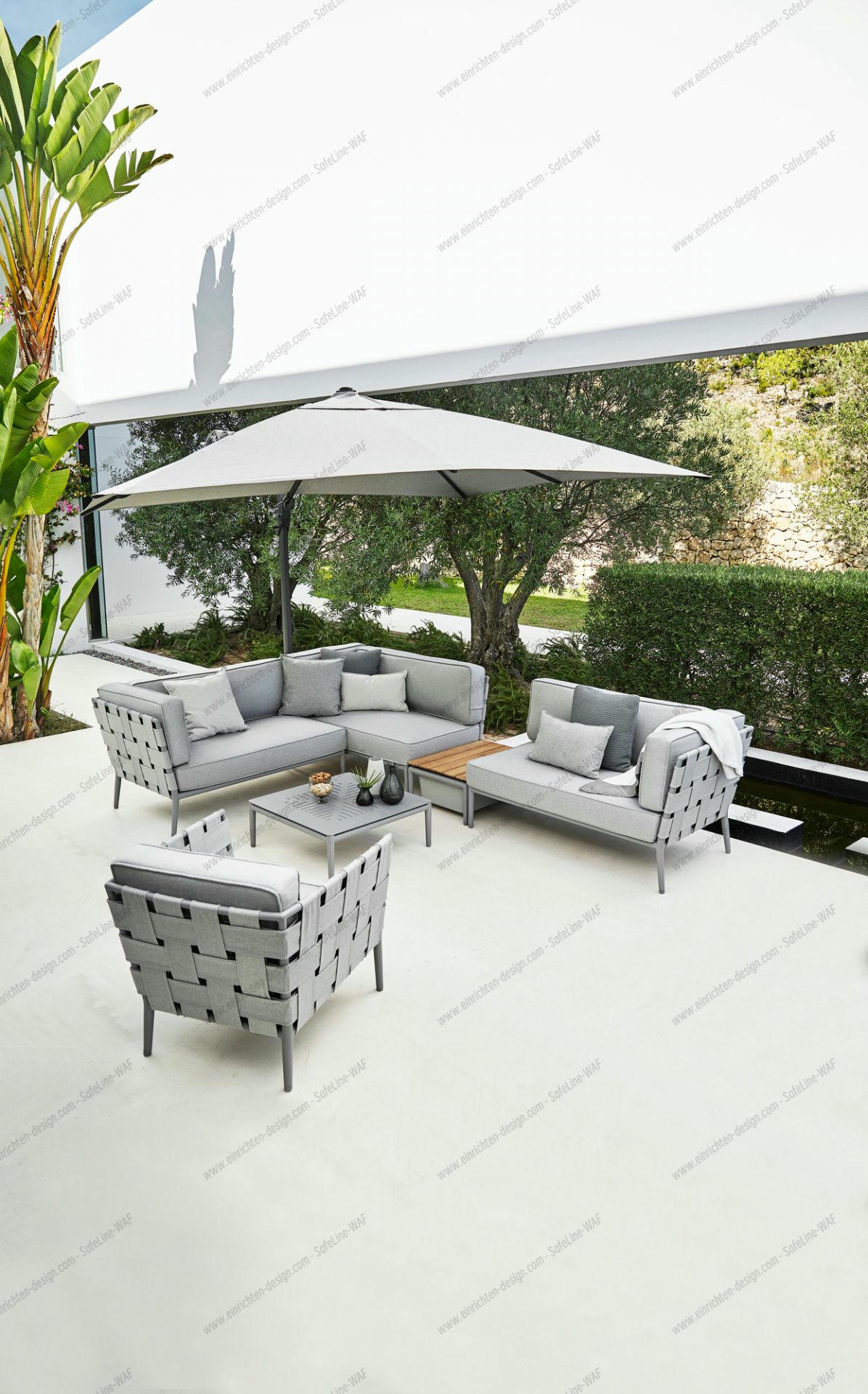 Conic Airtouch Outdoor 2 seater modular sofa left light grey Cane-Line