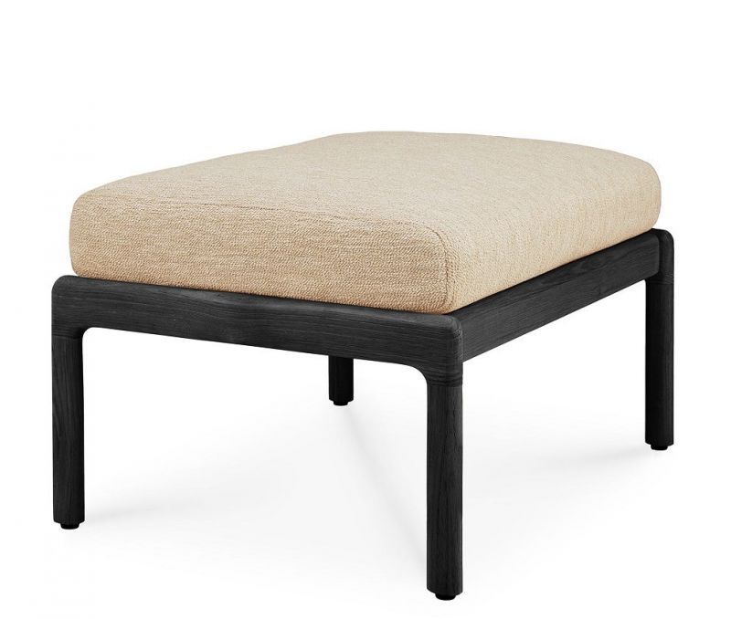 Jack Outdoor Upholstered Stool Teak Black Ethnicraft