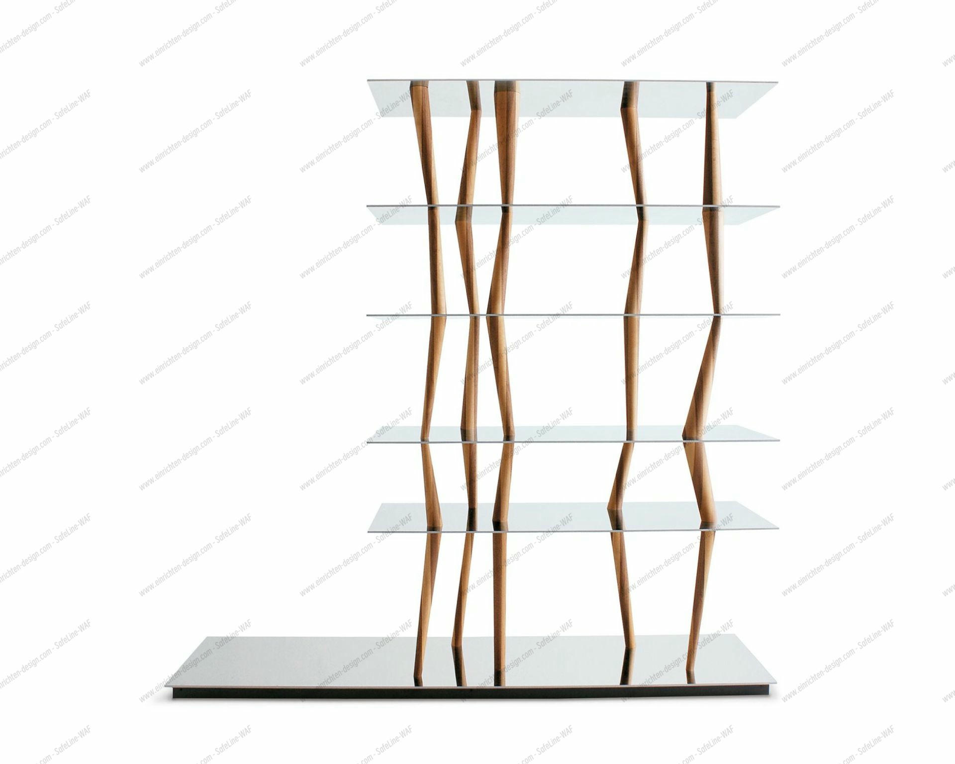 Sendai Regal mit Glasböden und Holzfüßen von Casamania Horm, modernes Möbeldesign.