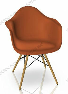 Eames Plastic Arm Chair DAW Chair Vitra Maple yellowish - Rust orange