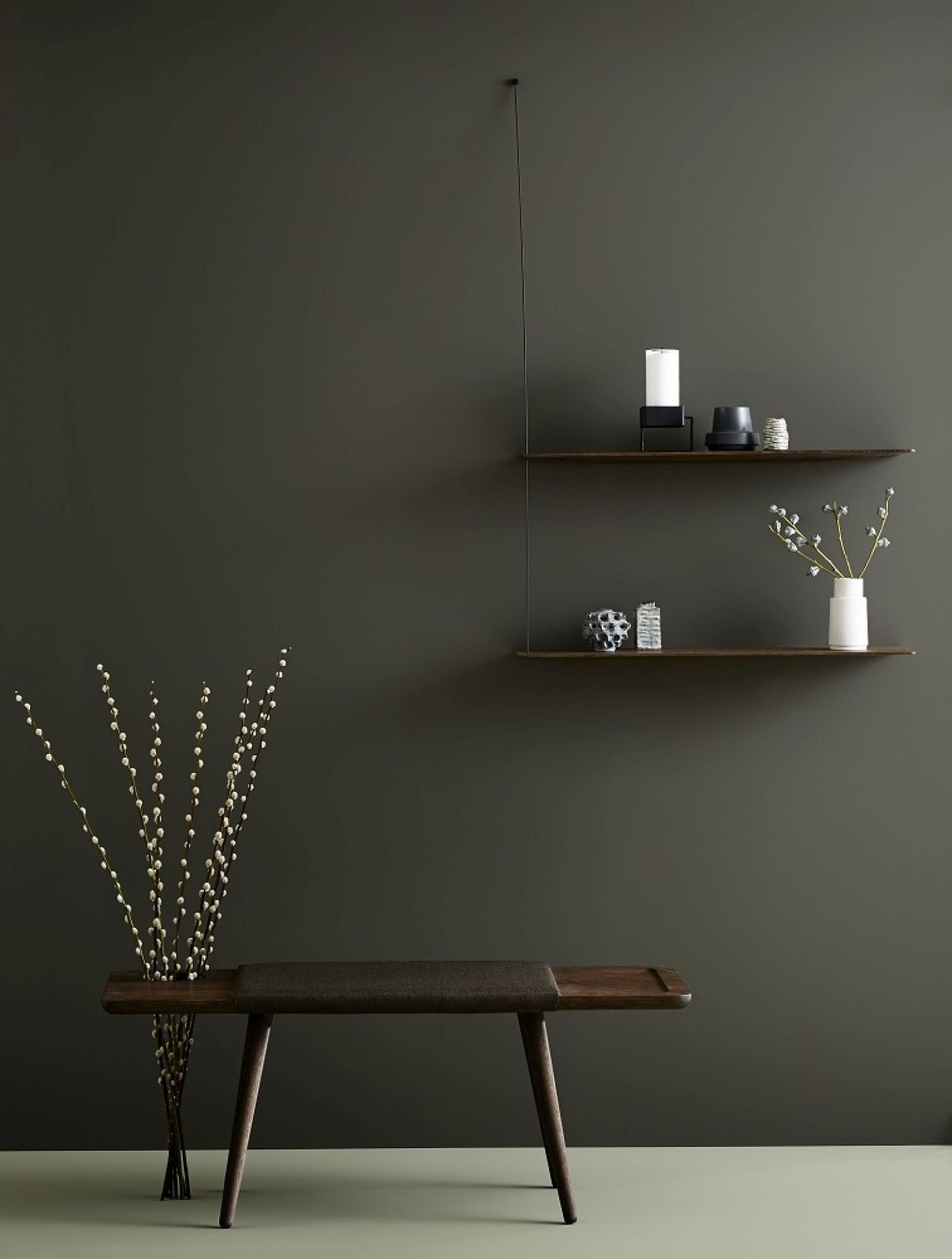 Stedge Wall shelf width 60 cm Woud oak black