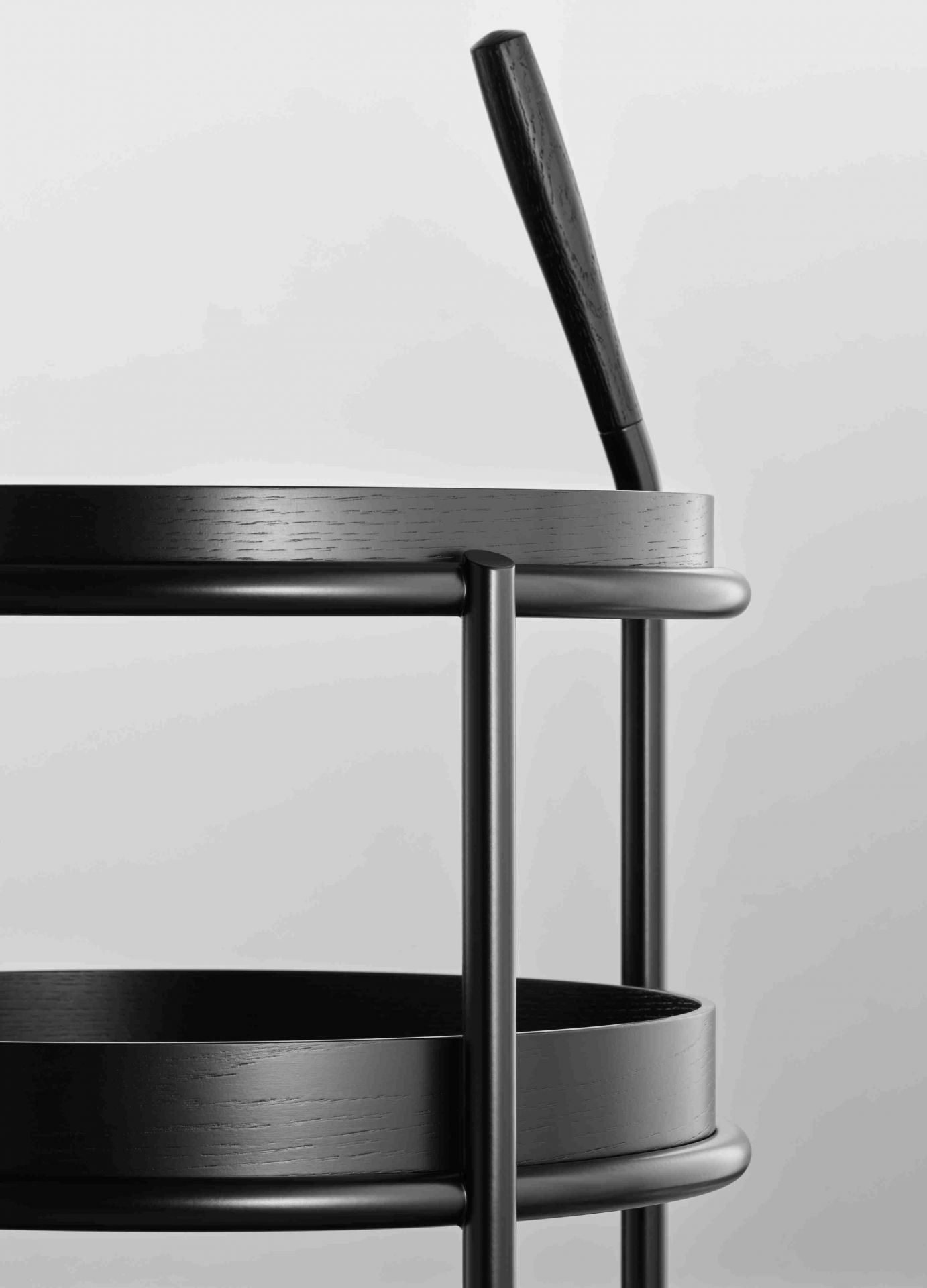 K6 Trolley Serving trolley Tecta oak black lacquered - steel tube black lacquered