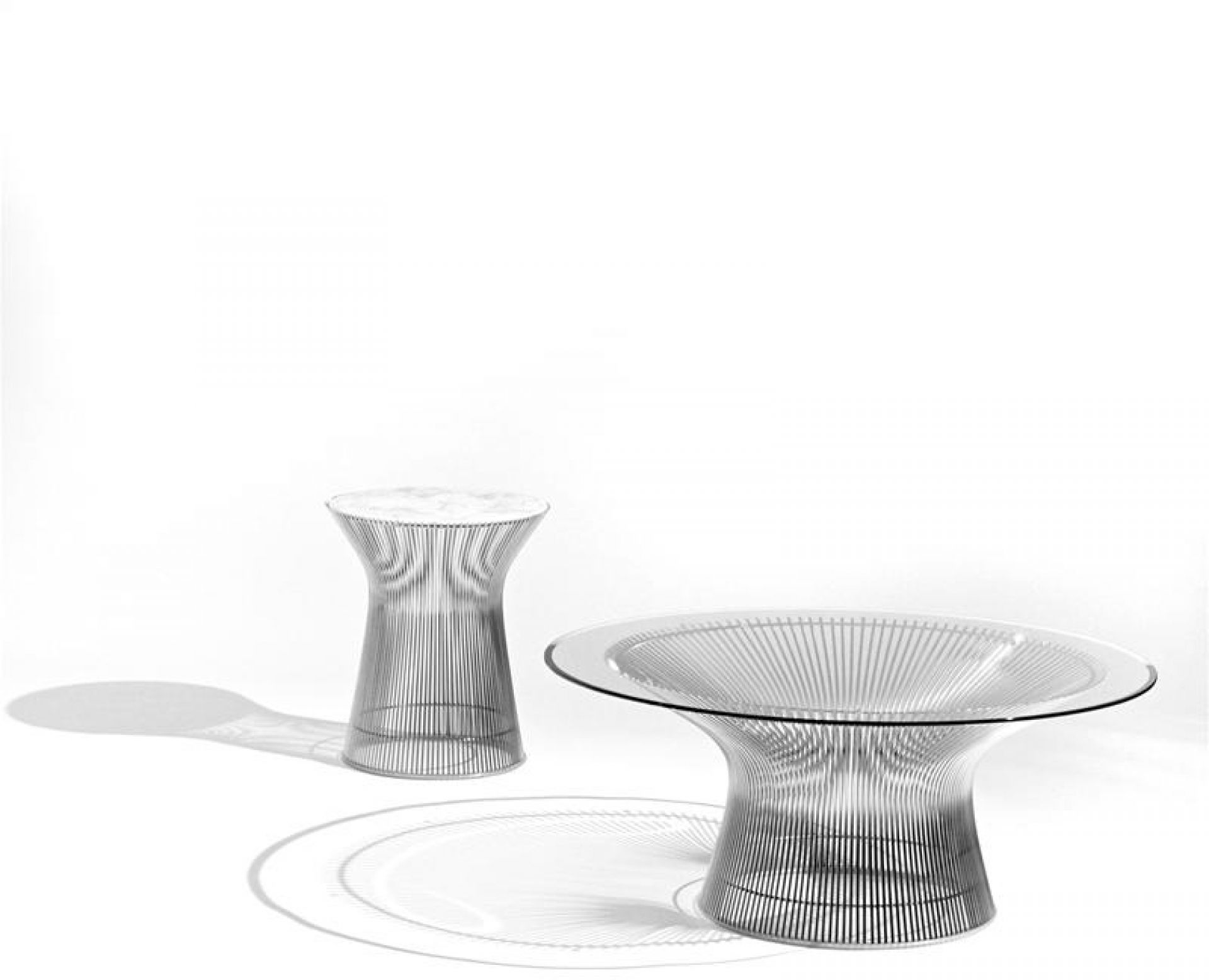 Platner Dining table crystal glass / polished nickel Knoll International - QUICK SHIP 