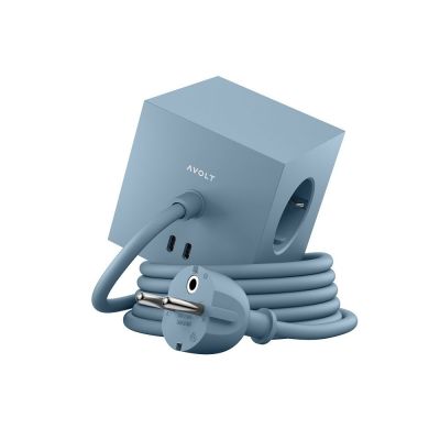 Avolt Socket Cube with USB C dfp Design Shark blue