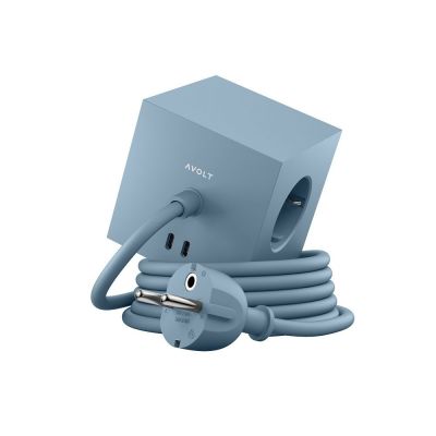 Square 1 - Avolt Socket Cube with USB C dfp Design Shark blue