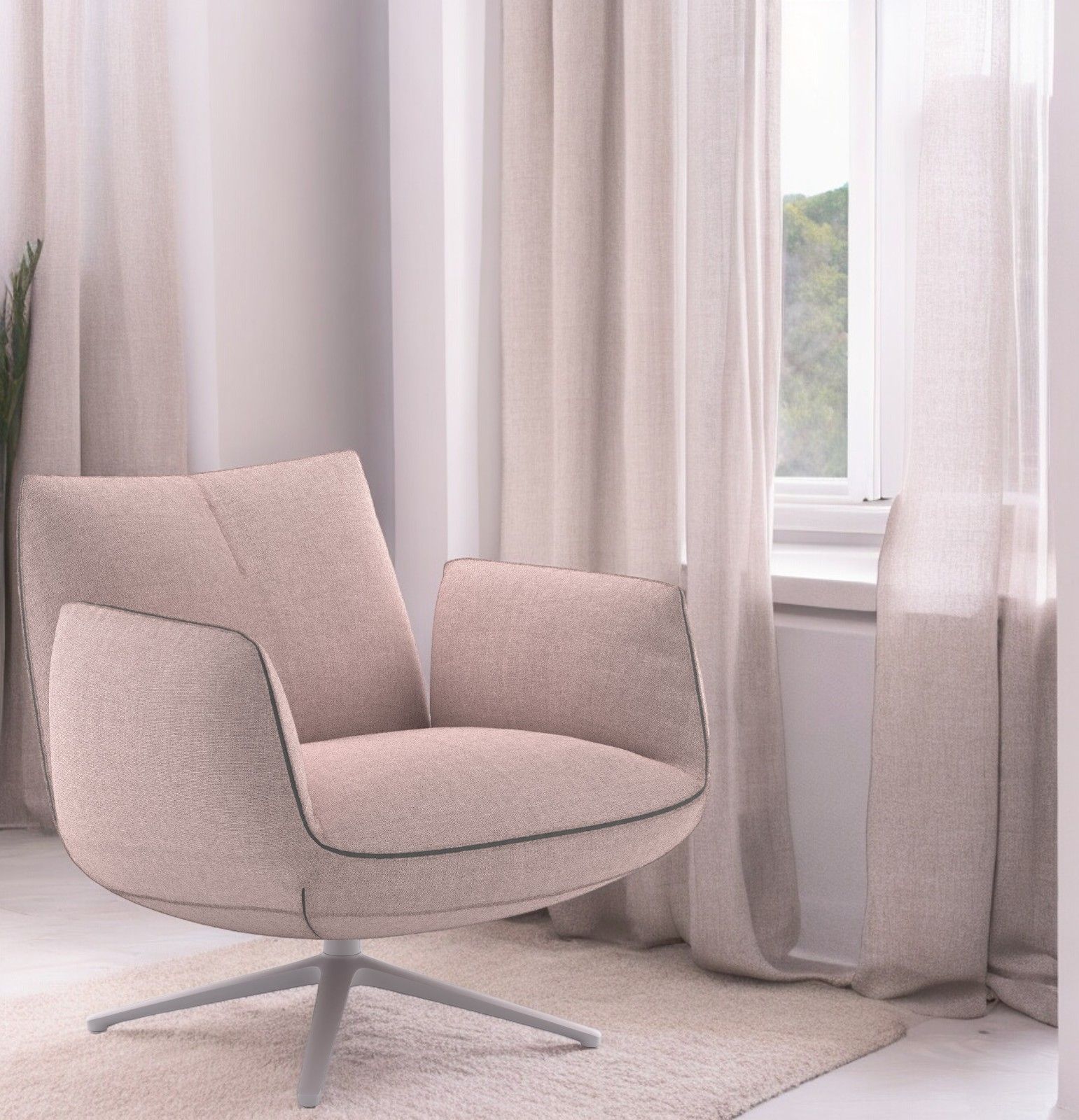 Jalis Club chair / Swivel chair with 4-leg frame Cor