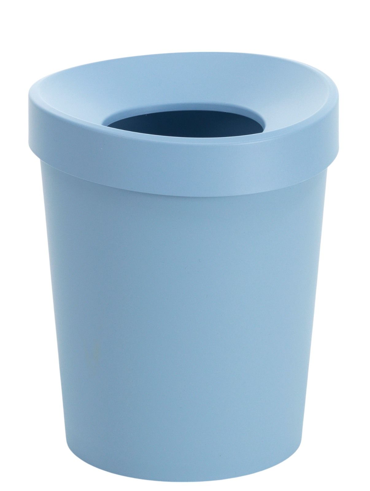 Happy Bin Papierkorb in Himmelblau von Vitra: runder Abfalleimer mit Einwurföffnung.