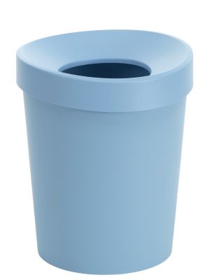 Happy Bin Papierkorb in Himmelblau von Vitra: runder Abfalleimer mit Einwurföffnung.