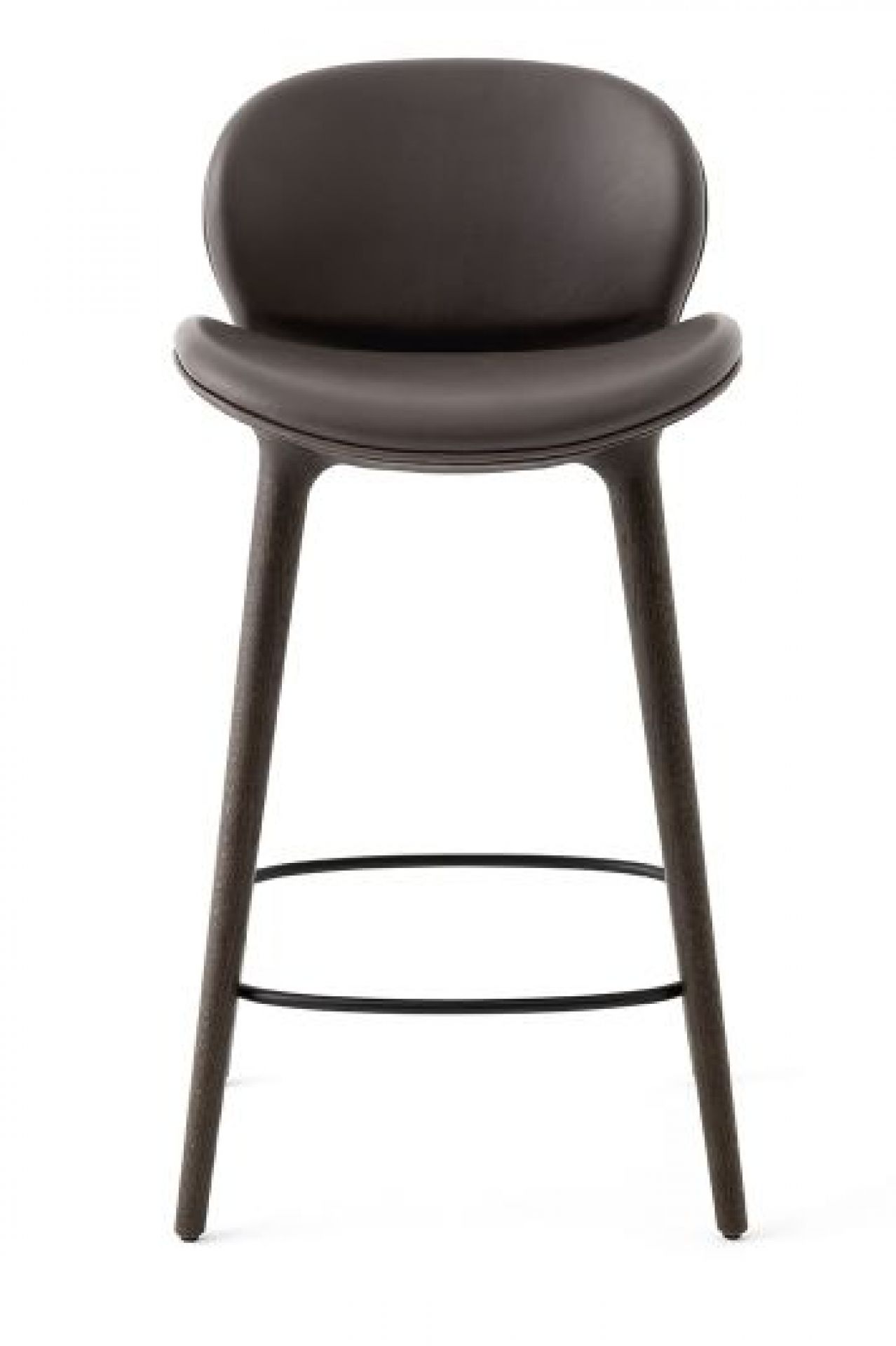 Lodge counter stool dark oak / leather dark brown Vipp