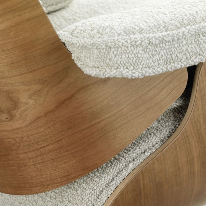 Eames Lounge Chair & Ottoman armchair PREFERRED COMBINATION Nubia, cream sand, polished, cherry wood