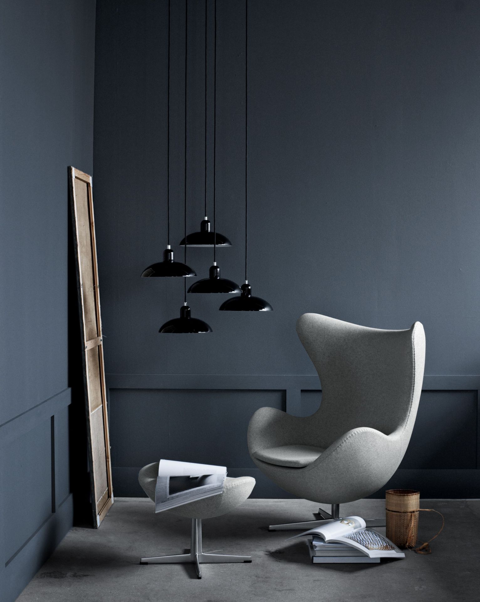 Egg Chair with Stool Re-wool Textile Fabric Fritz Hansen 