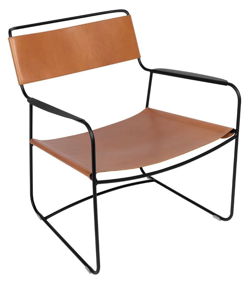 Surprising deep leather outdoor armchair Fermob