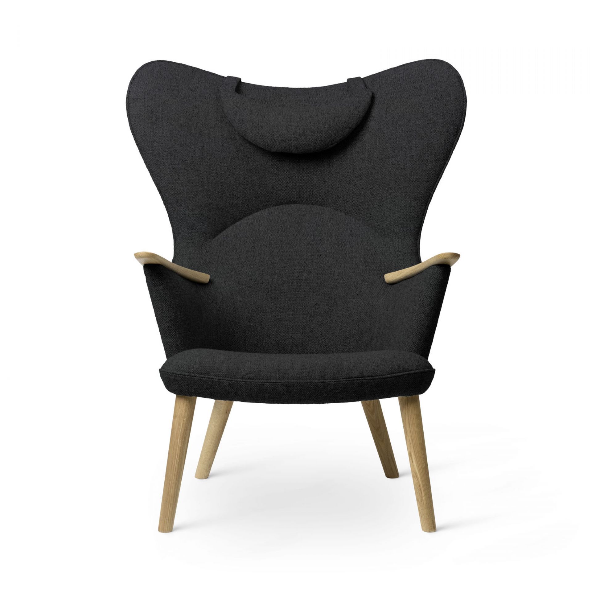 CH78 Mama Bear Sessel von Carl Hansen & Søn in Schwarz mit Holzbeinen.
