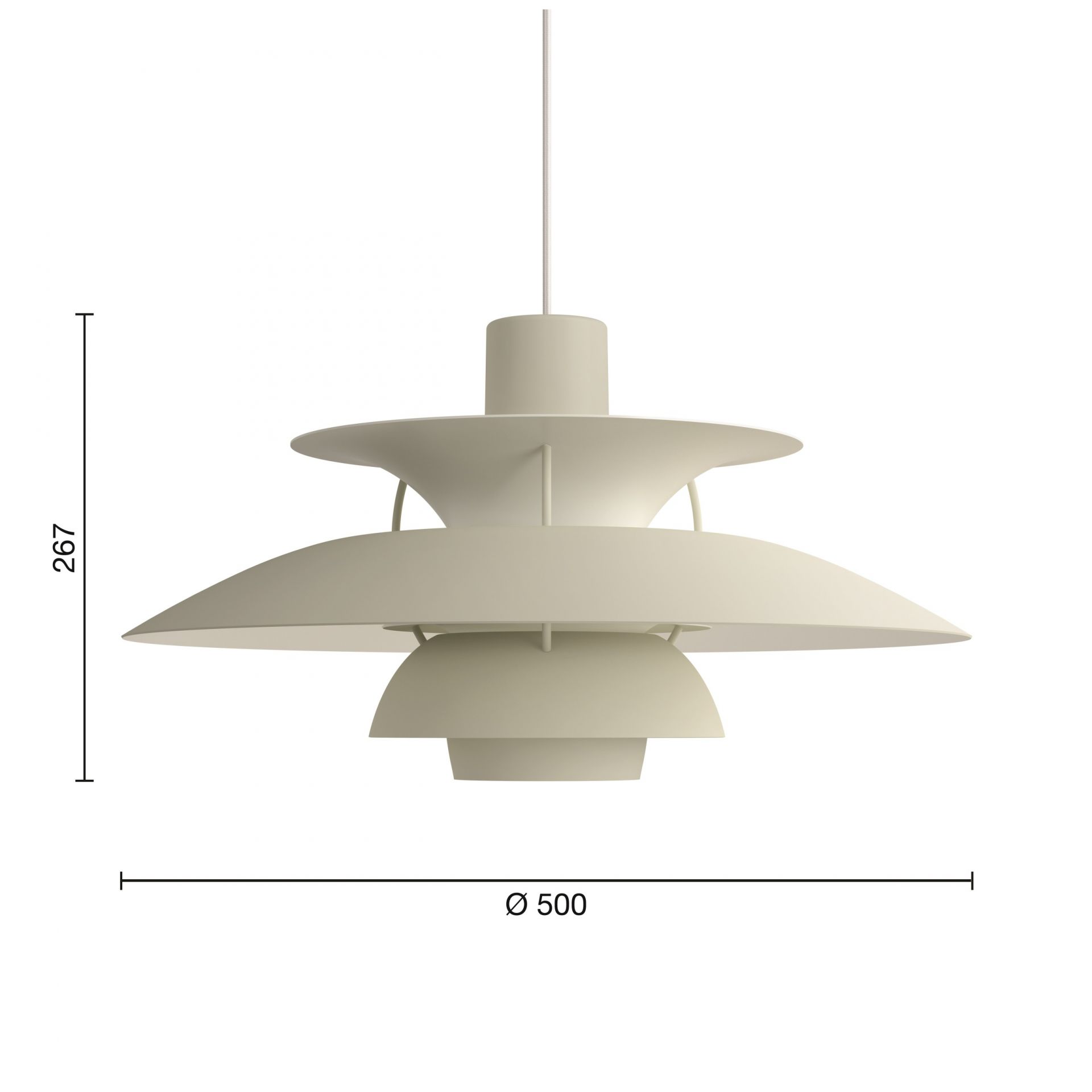 PH 5 Monochrome Pendant light Louis Poulsen Pale Pewter