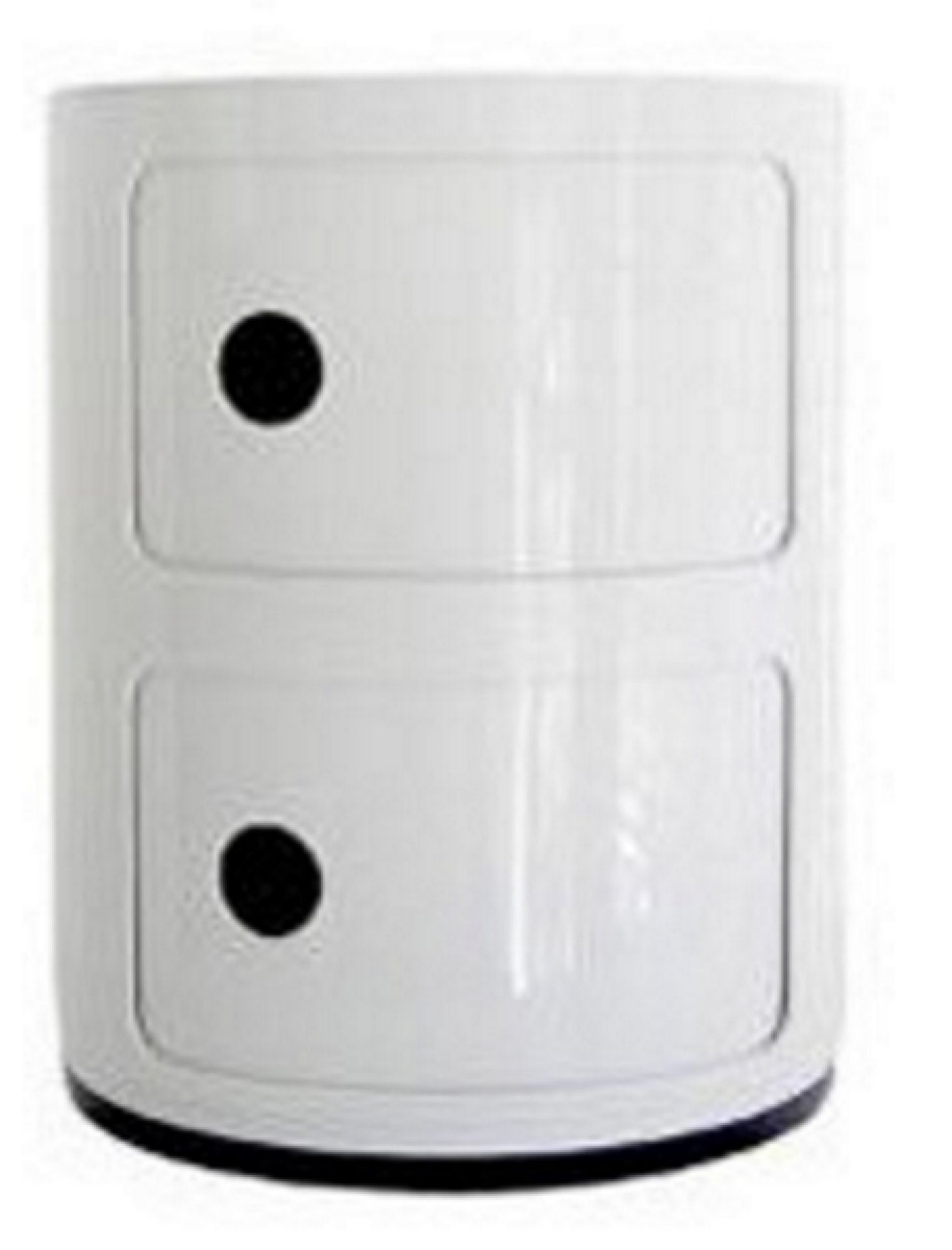 Weißes Componibili 2-er Element von Kartell: Moderner Nachttisch mit zwei Schubladen und runder Form.