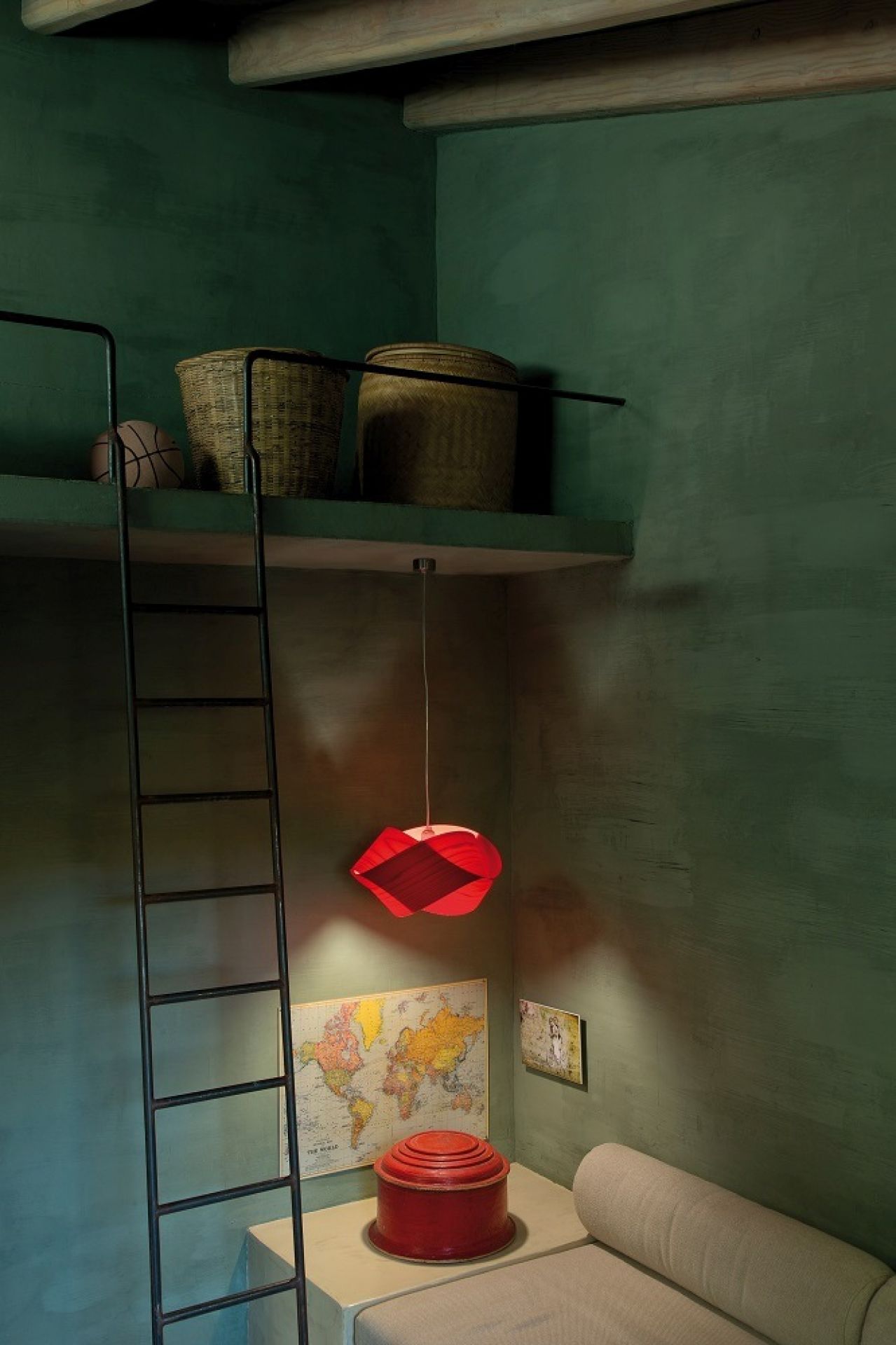 Nut Suspension Pendant Lamp Cable and Canopy in Black Shade in Orange LZF Lamps