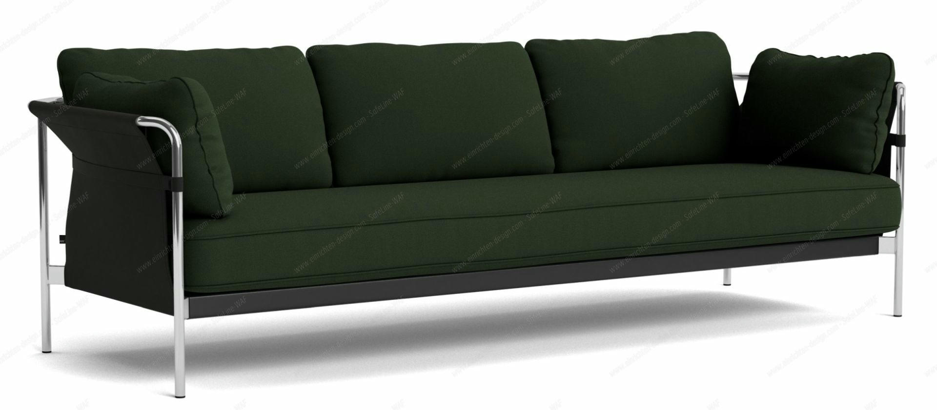 Can 3-seater sofa Hay frame chrome / canvas black / Steelcut 0975