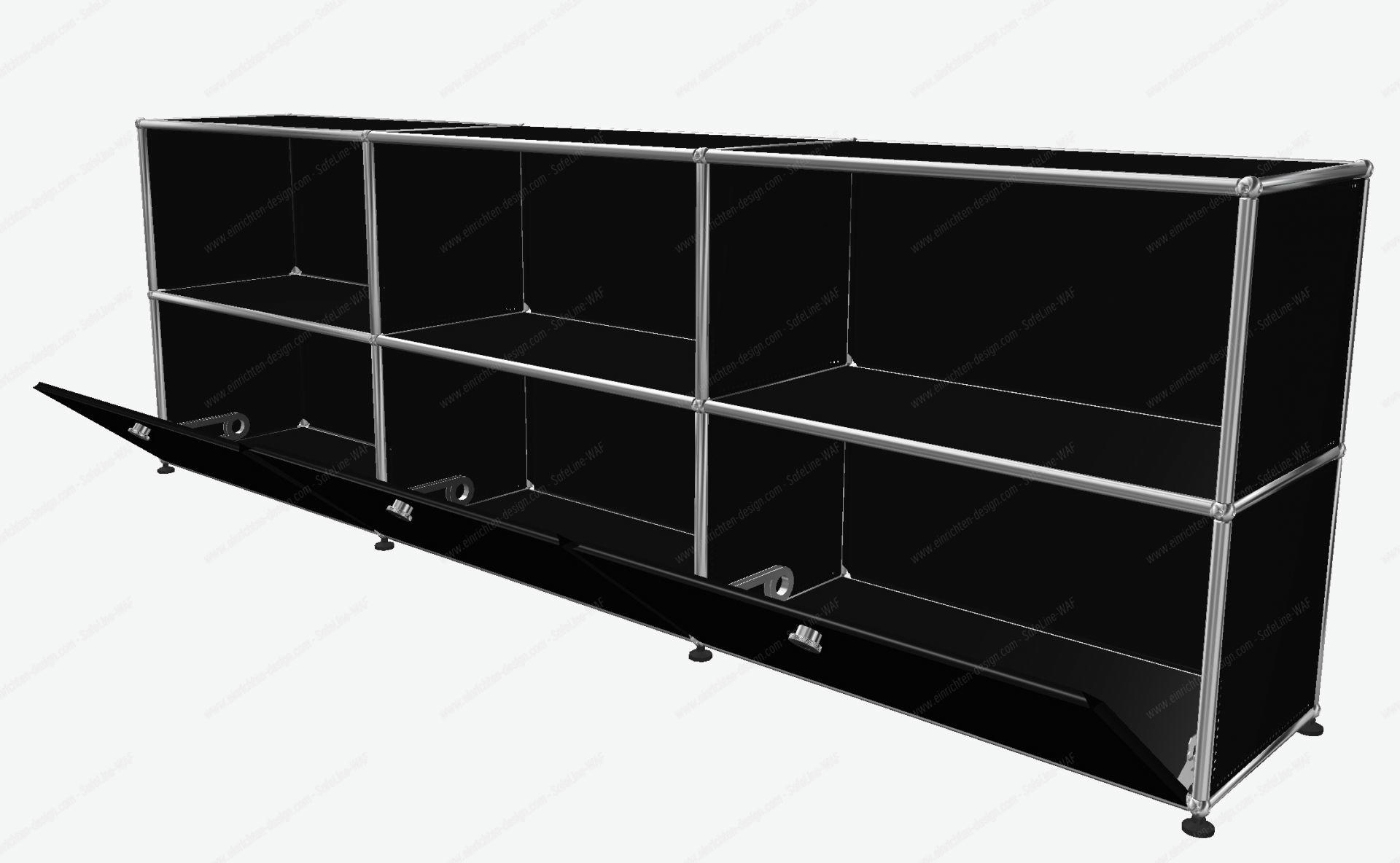 USM Haller Sideboard 3 Open / 3 Flaps Graphite black - FAST DELIVERY    