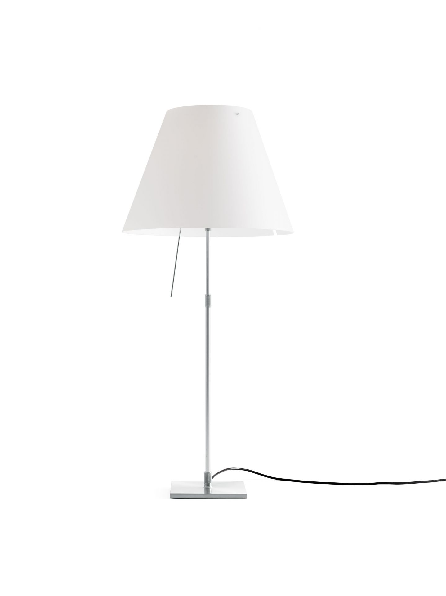 D13 Costanza height adjustable table lamp with sensor dimmer complete version aluminium base and white shade Luceplan