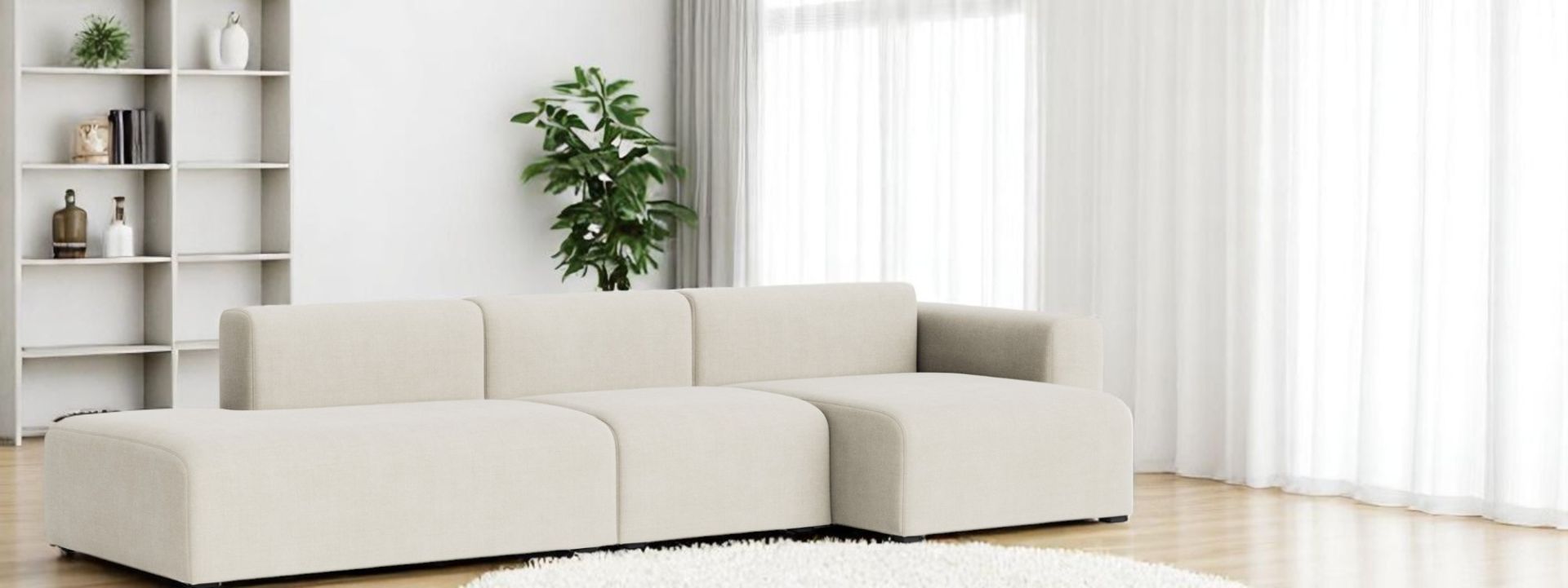 Mags Sofa 3-seater Combination 4 Low Armrest with armrest right Hay
