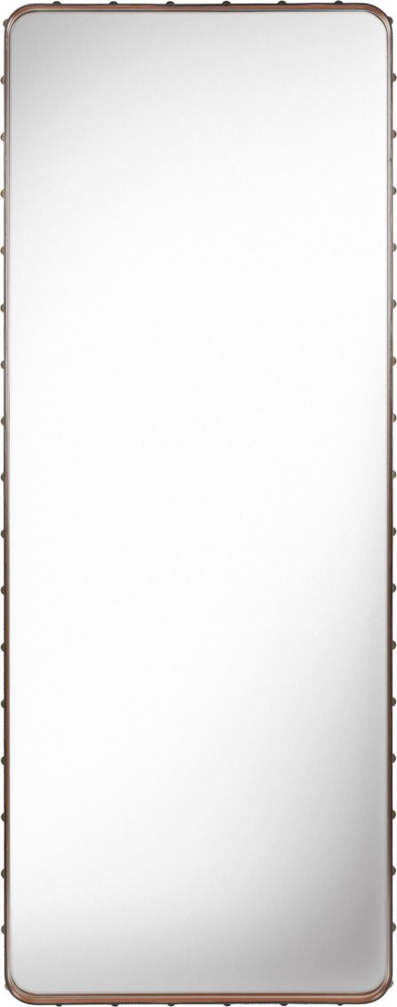 Adnet Rectangular Mirror Large tan leather Gubi