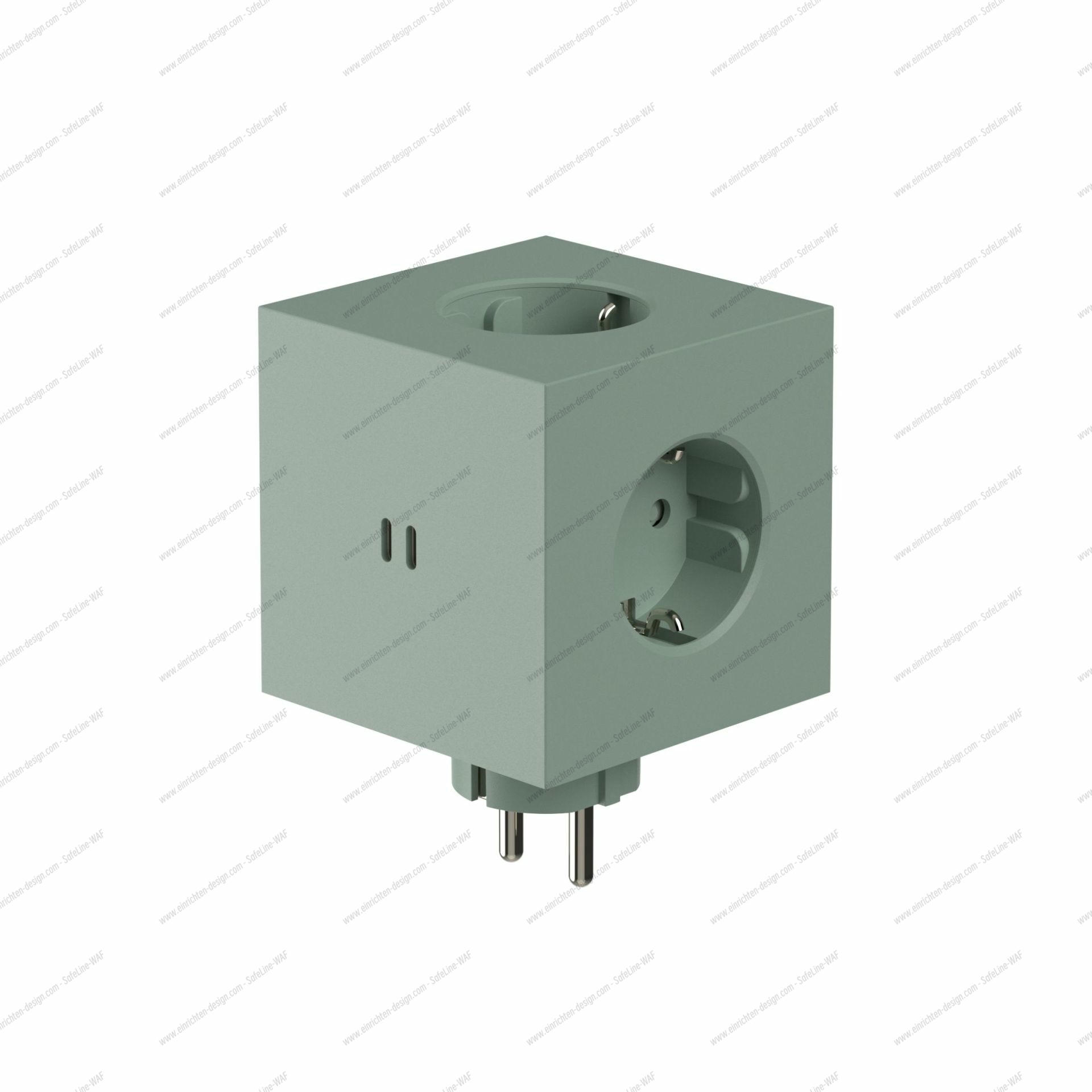 Square 2 - Avolt Socket Cube with USB-C oak green dfp Design 