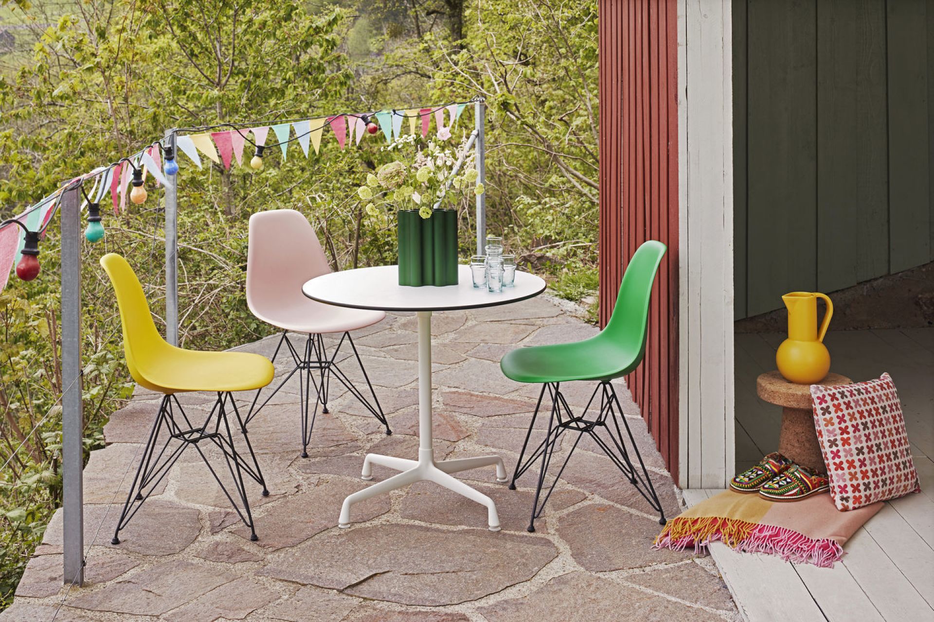 Eames Plastic Side Chair DSR Chair Vitra Chrome Rust Orange