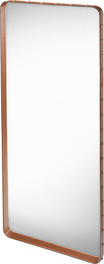 Adnet Rectangular Mirror Large tan leather Gubi