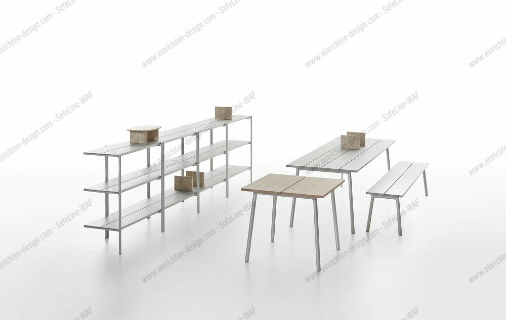 Run Shelf Regal von Emeco: Modernes Regal aus Esche und Aluminium, vielseitig und stilvoll.