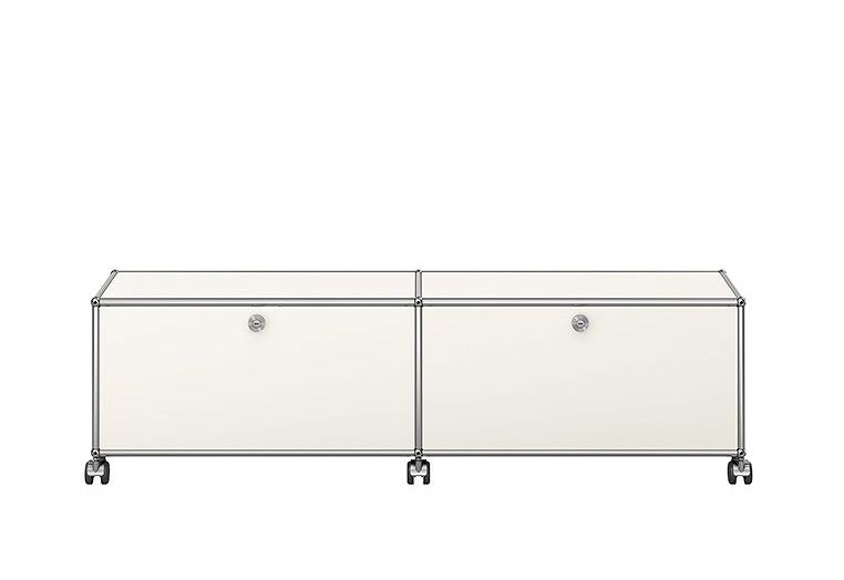 USM Haller TV/Hi-Fi Lowboard M61 on casters with 2 hinged doors Pure White
